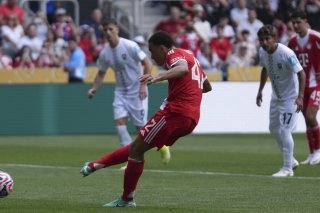Jamal Musiala transforme un penalty KEYSTONE/AP/Joshua A. Bickel